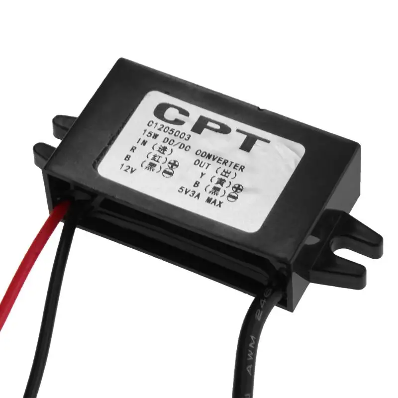 DC-DC Converter 12V to 5V 3A Step Down Power Supply Module Micro USB Waterproof