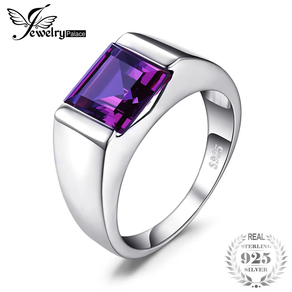 

Jewelrypalace Men's Square 3.3ct Created Alexandrite Sapphires 925 Sterling Sliver Ring High Quality Party Nice Gift For Men/BF