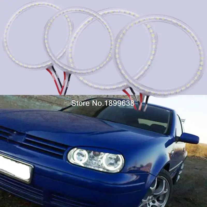 4pcs Set Super Bright 7000K White 3528 Smd Led Angel Eyes Halo Rings Car Styling For