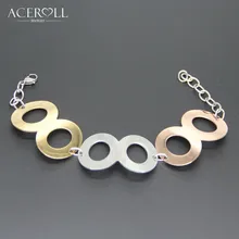 ACEROLL 3 трехцветный браслет-из нержавеющей стали Модный 8 широкий браслет из серебра и розового золота для женщин