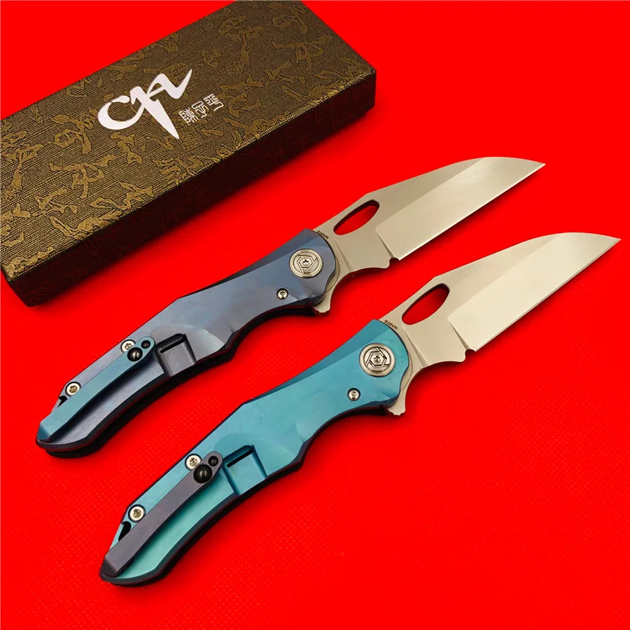 

CH NIGHTHAWK version Flipper folding knife S35VN blade TC4 Titanium handle ball bearing outdoor camping fruit knife EDC tool