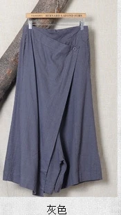 Весна Лето дизайн женские эластичные льняные свободные повседневные брюки 15901-2 - Цвет: Серый