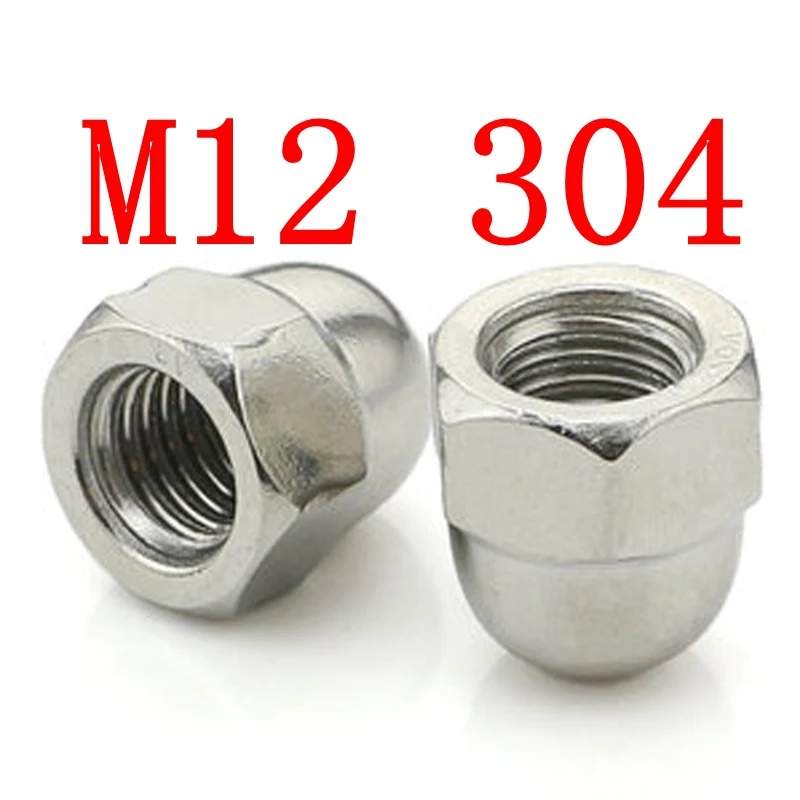 M12 304 HEX CAP ACORN NUTS COARSE STAINLESS STEEL FASTENERS HARDWAREin