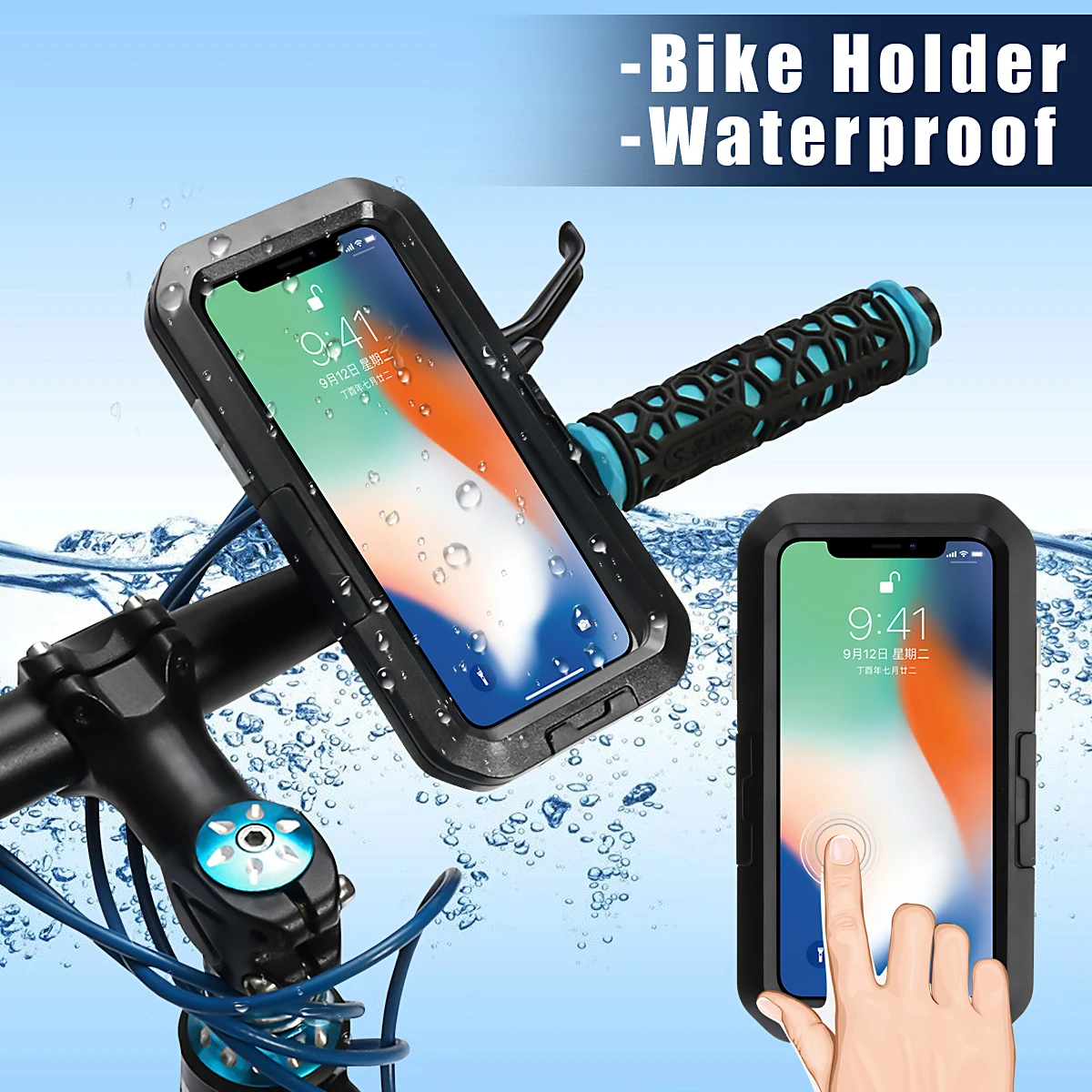 

IPX8 Waterproof Protection Case for iPhone X/XS MTB Bike Bicycle Motorcycle Handle Mount Holder Cell Phone Bag Case for Swimming