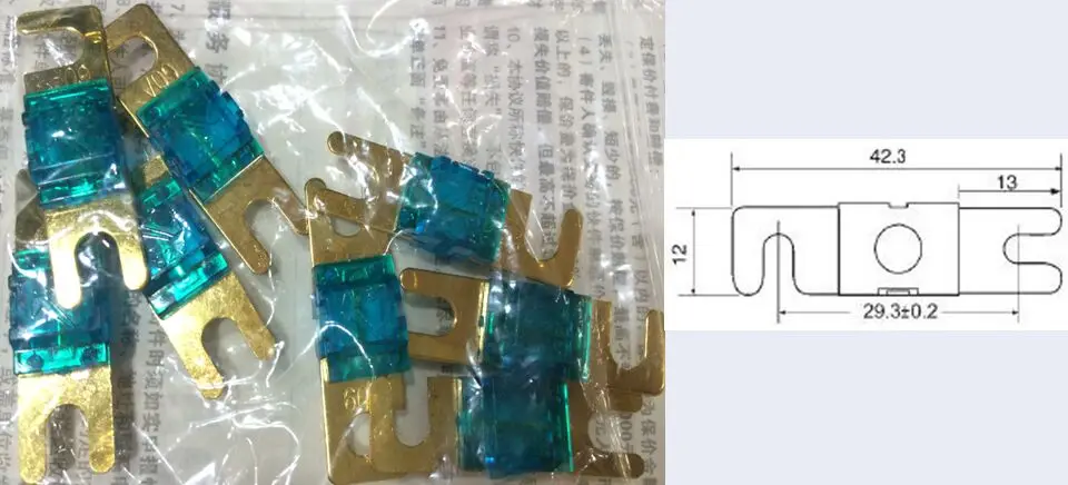 

Fork bolt type 200A Car Fuse Size:42.3*12mm, bolt type fuse piece for fork lift truck New and original