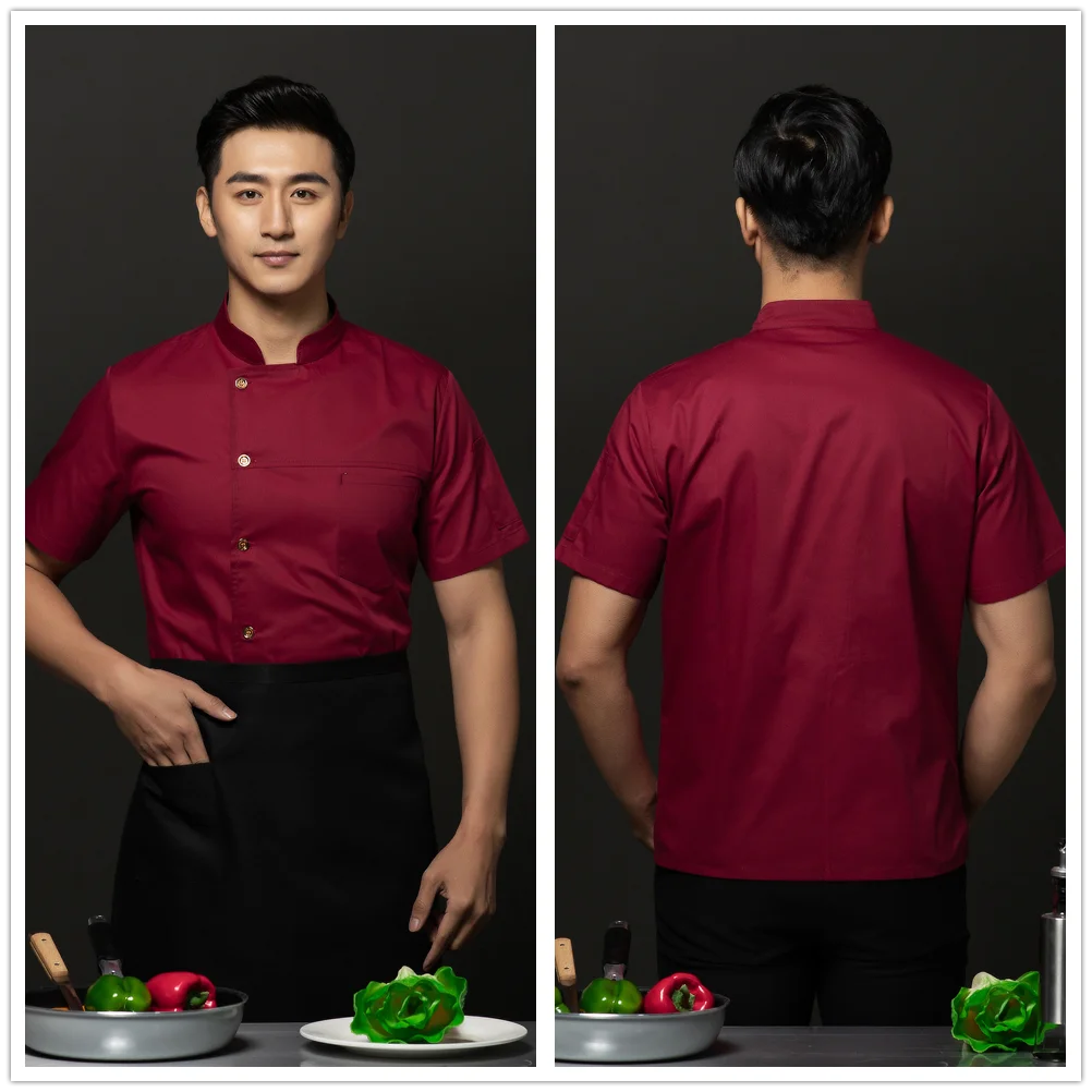 Шеф-повар униформа Ropa De Cocina короткий рукав куртка для повара для официантов и официанток отель Кофе магазин Открытая Летняя обувь Рабочая одежда пальто