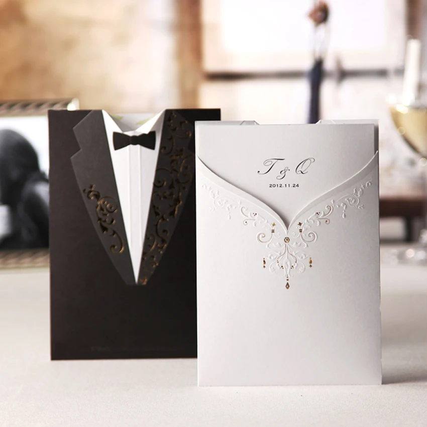Free Shipping 10pcs Wedding Invitations Couple Wishmade Convite