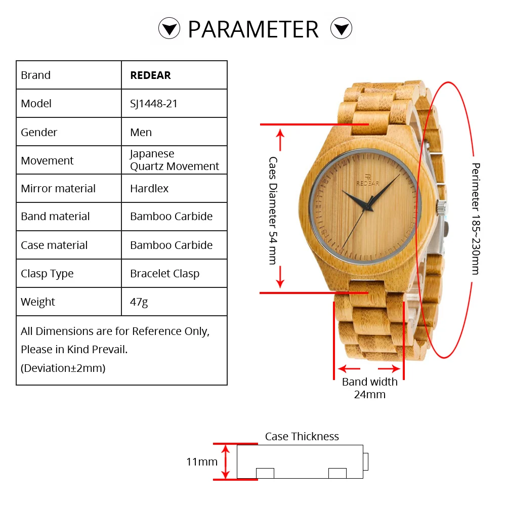REDEAR Бесплатная доставка натуральный цвет бамбука любовника часы для мужчин Роскошные Дерево группа кварцевые женские