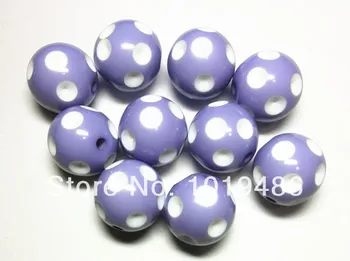 

100PCS/Lot spring Light purple Color 20MM Acrylic Polka Dot Beads, Acrylic Round Chunky Beads for Chunky Necklace Jewelry
