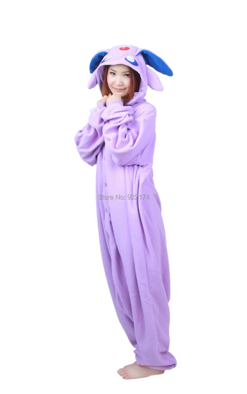 Cosplay&Ware [0]Adult Unisex Warm Polar Fleece Cartoon Anime Master Espeon Cosplay Costume Onesie Jumpsuit Pyjamas -Cosplay&Ware anime Shop