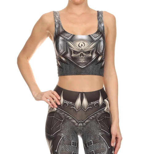 Костюм для косплея Orcish Armor Print Женский Для Фитнеса Йоги Костюм тренировочный спортивный жилет и леггинсы костюм Тонкий комплект для бега сексуальная клубная одежда - Цвет: 26tops