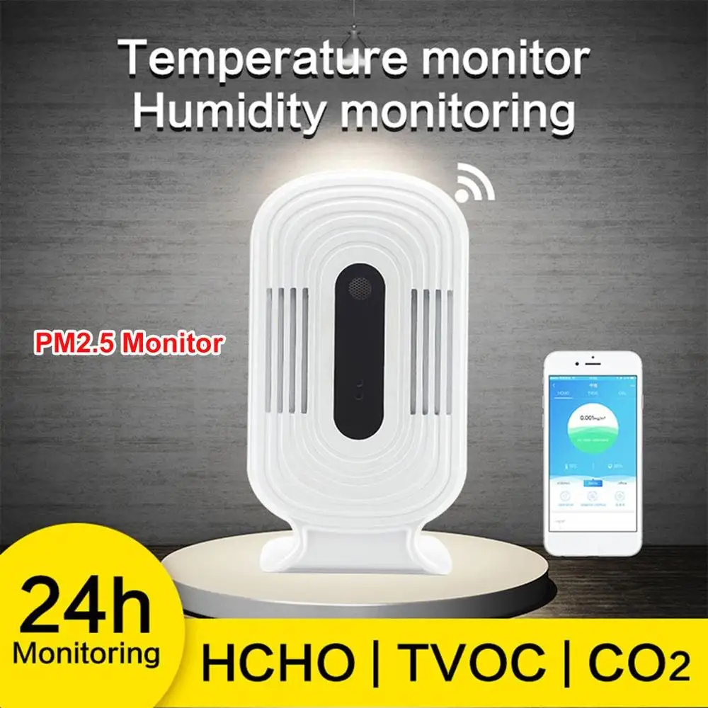 

WIFI Home Smog Meter PM2.5/HCHO/TVOC/CO2 Temperature Humidity Monitor Air Quality Analysis Tester Gas Detector Analyzer JQ-300