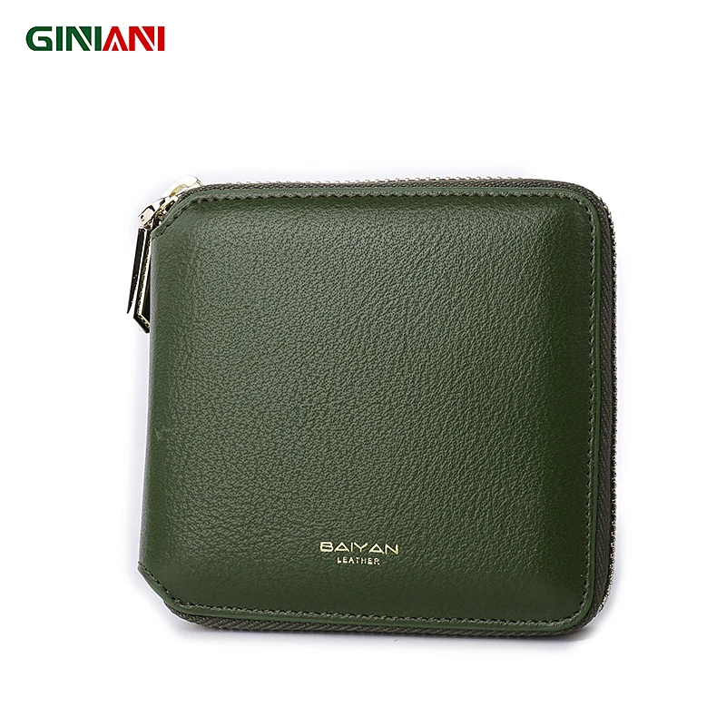 

GINIANI Femal Real Leather Cutie Coin Purse Women's Ultra Simple Solid Color Zipper Basic Wallet
