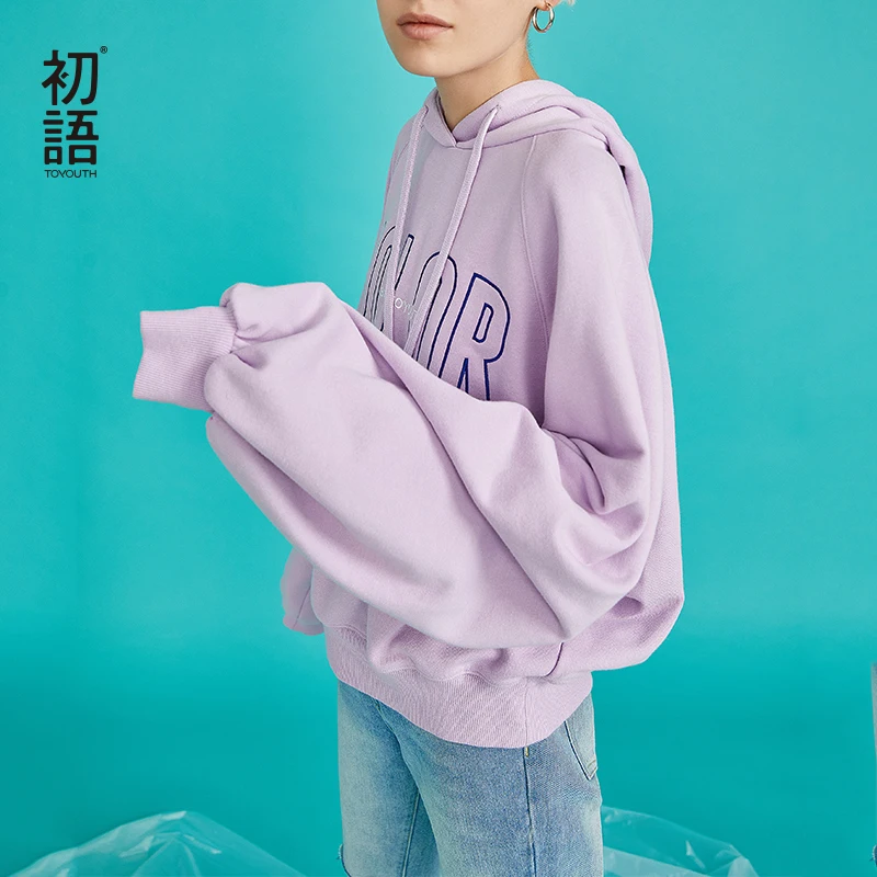 

Toyouth Women Oversized Hoodie Women Sweatshirt Hooded Letter Long Sleeve Casual Female Pullover Hoodies Autumn Winter Outerwear