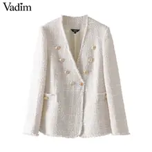 Женское элегантное платье vadim Пальто двубортное с v-образным вырезом на пуговицах офисная одежда Женская Повседневная Верхняя одежда Топ blusas CA420
