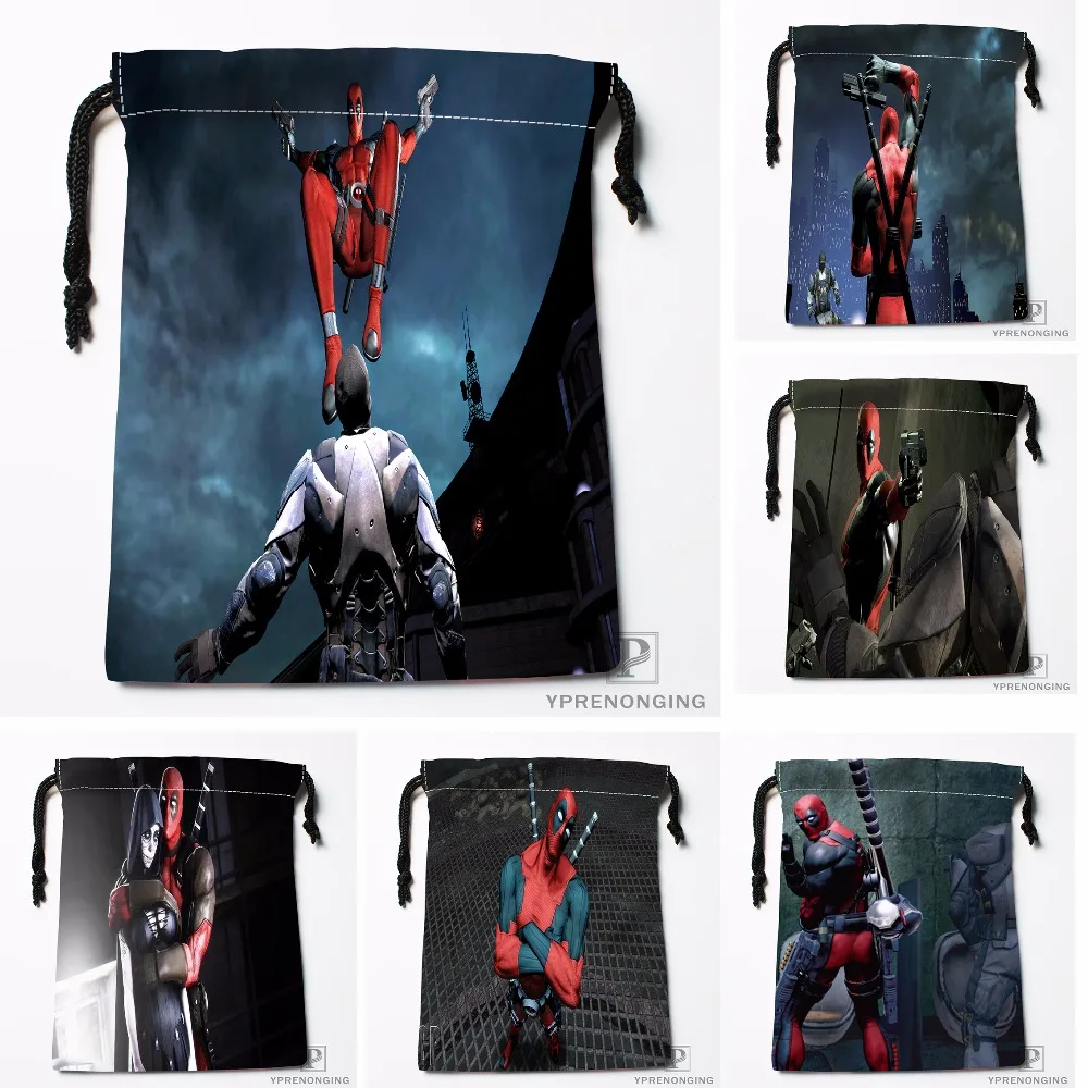 Custom Anime Hulk Deadpool Drawstring Bags Travel Storage Mini Pouch Swim Hiking Toy Bag Size 18x22cm