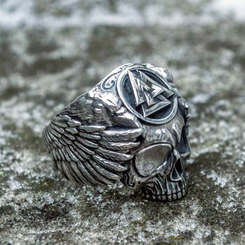 Кольцо из нержавеющей стали Odin с воронами мужское кольцо викинга Valknut Sukll