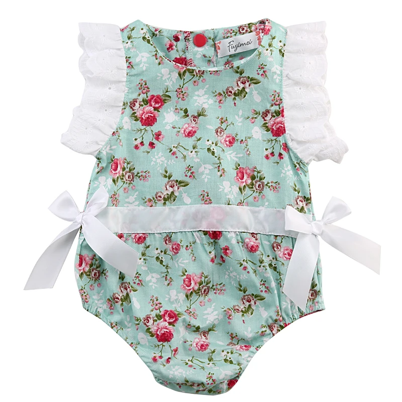 Newborn Princess Baby Girl Clothes Lace Floral Sleeveless Romper