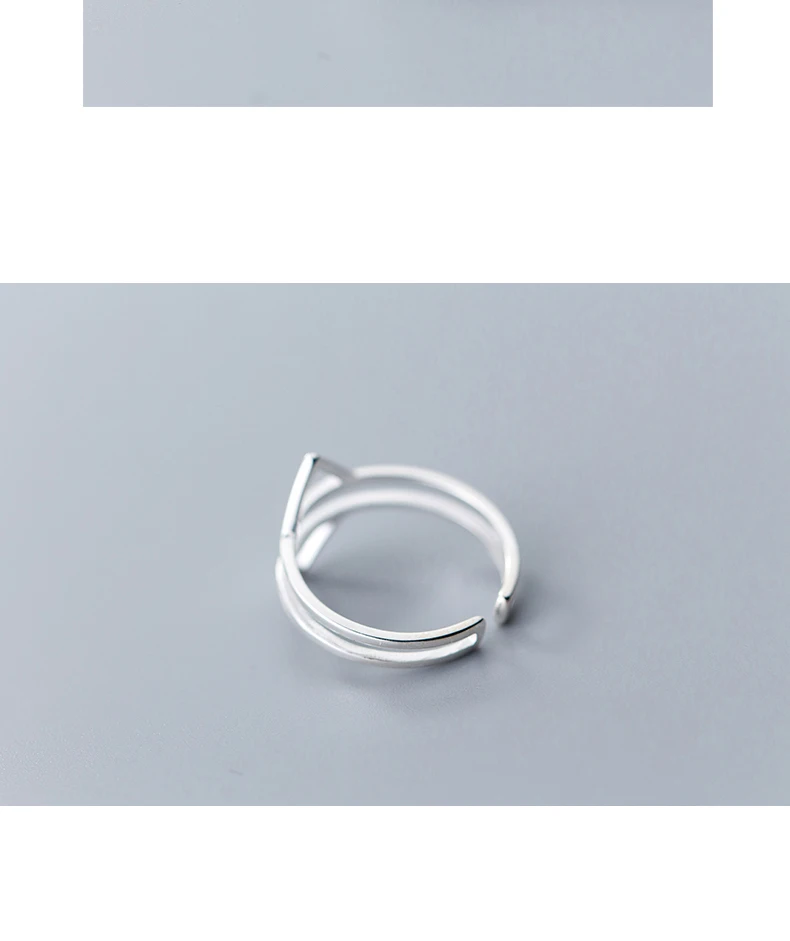 MloveAcc Новинка кольца из стерлингового серебра 925 Твердые двухслойные треугольники коктейльное кольцо размер подарок для женщин и девочек