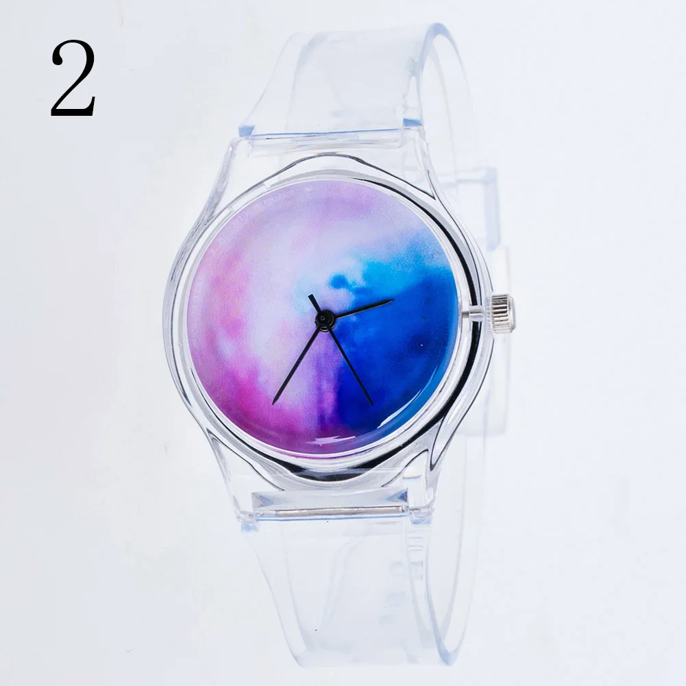 Модные женские наручные часы, пластиковые часы, прозрачный ремешок, студенческие спортивные часы для девушек, повседневные кварцевые часы - Цвет: Style 2