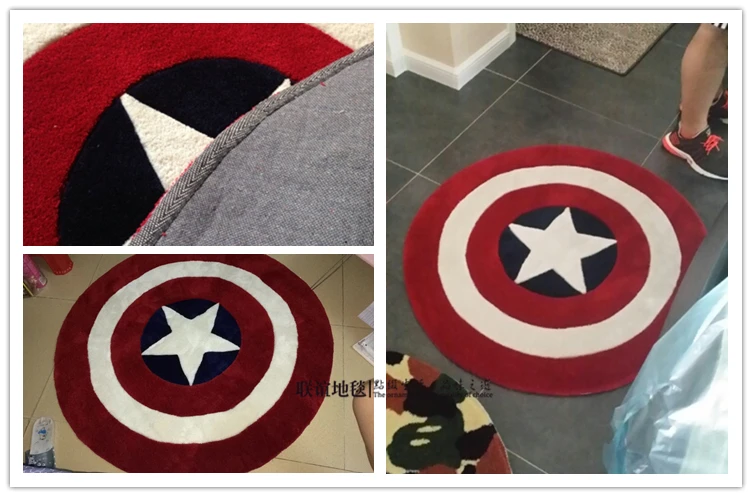 Круглый акриловый ковер с изображением Капитана Америки, журнальный столик, коврик для спальни, подушка для стула, детский коврик