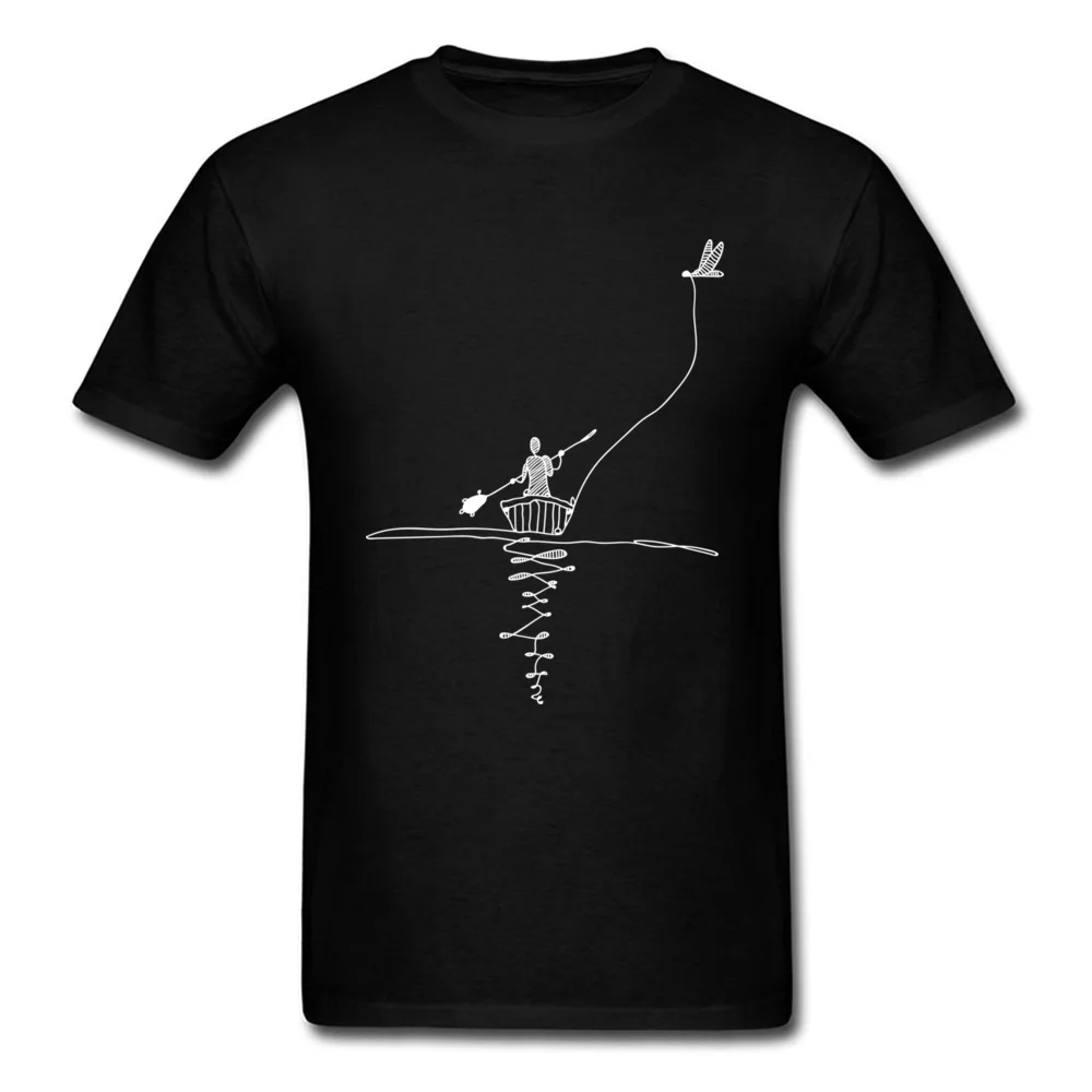 2018 Man Bird Canoe Print T Shirt Men Black White Simple Design T ...