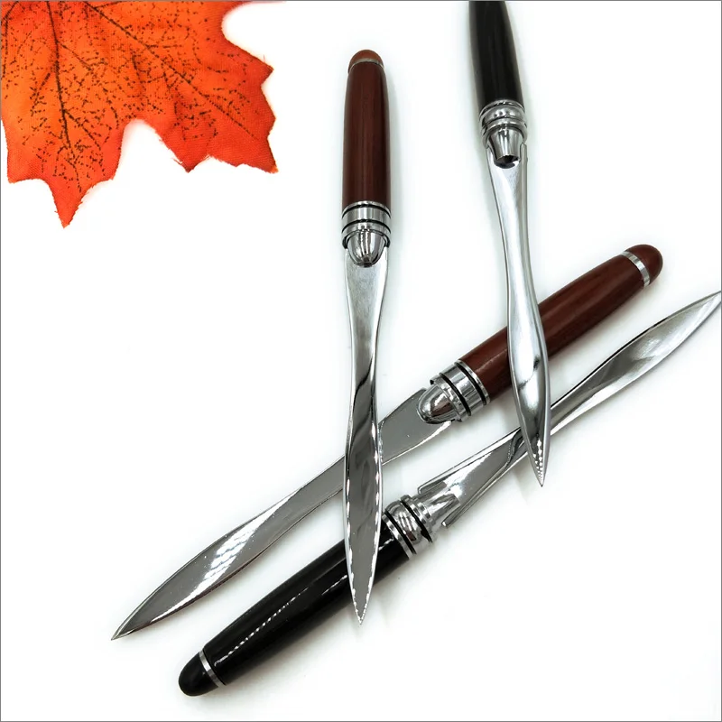 Wood Handle Letter Opener Stainless Steel Letter Opening Cut Paper Split File Envelopes for School Student Stationery
