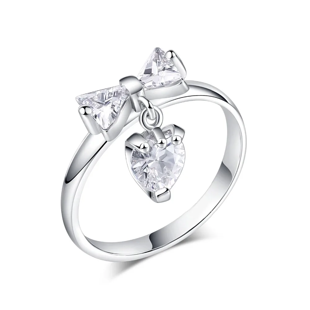 

Luxury Bow-Knot Ring For Female Triangle Cubic Zirconia Exaggerated Charm Rings For Women Fashion Bride Wedding Jewelry