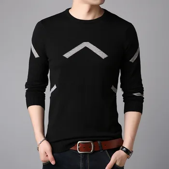 

2018 autumn new men's sweater fashion casual Korean version of slim fit pullover t - neck shirt men's sweater