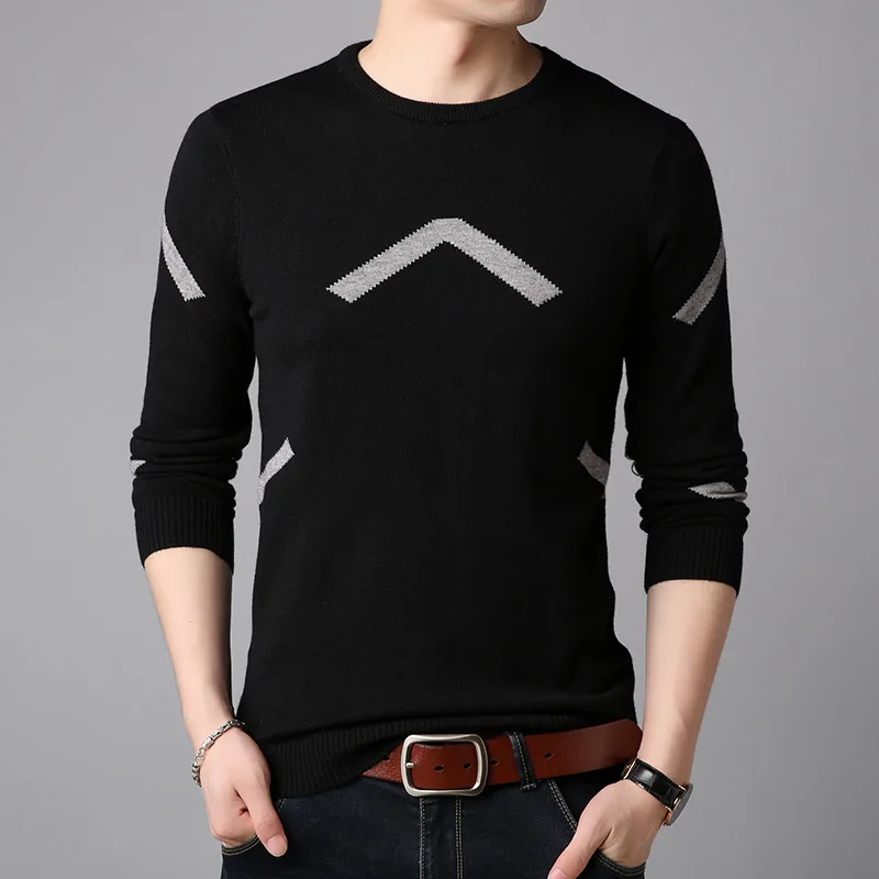 

2018 autumn new mens sweater fashion casual Korean version of slim fit pullover t - neck shirt mens sweater
