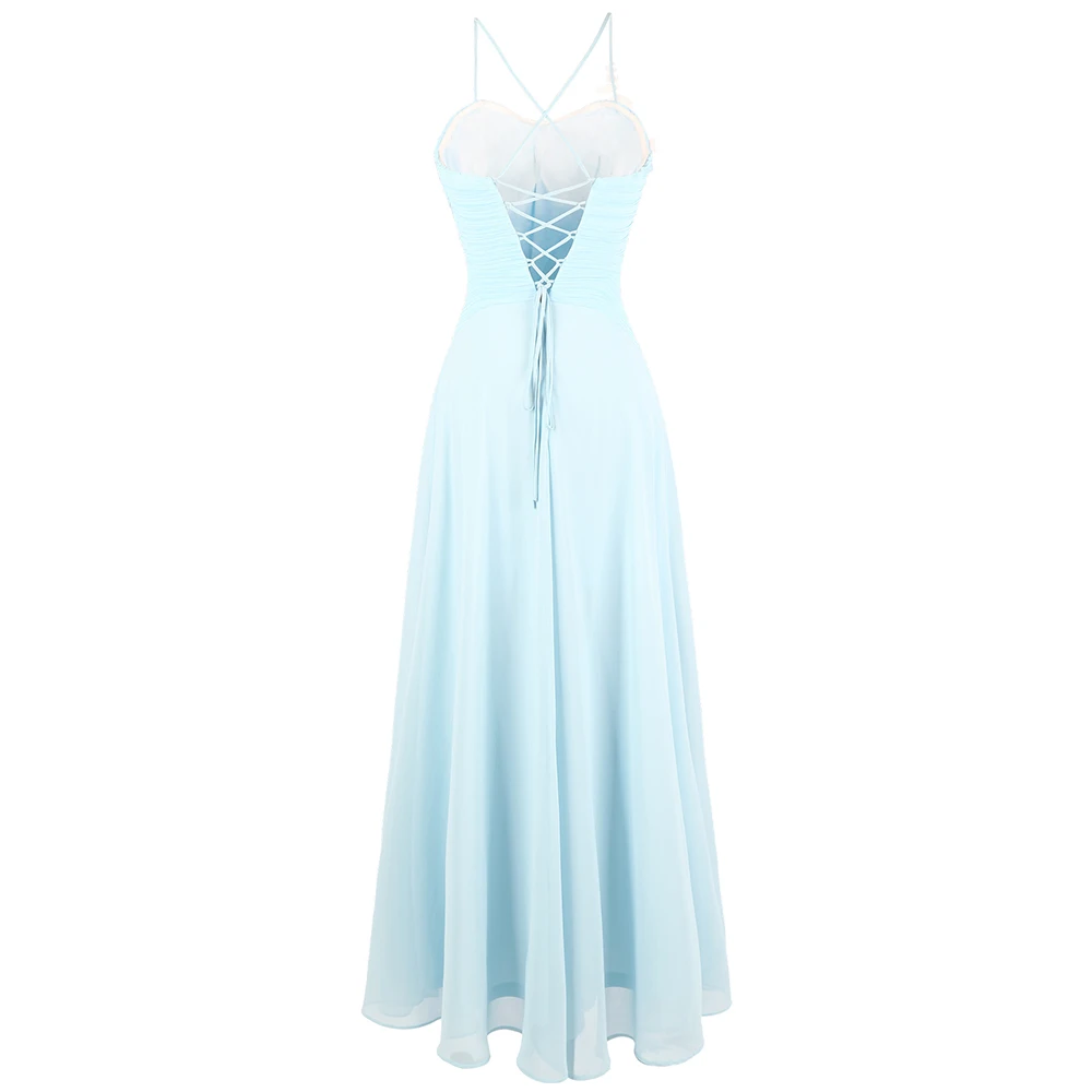 Женское шифоновое платье Angel fashions светильник голубое Плиссированное вечернее на