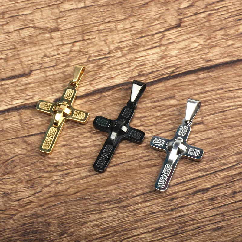 Cross Pendant Necklaces for Men Stainless Steel Mens Necklace Chain Gold Black Mirror | Украшения и аксессуары