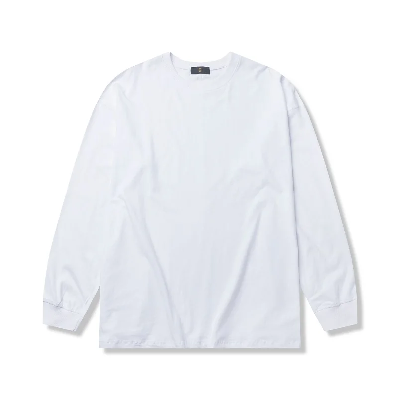 white QoolXCWear Solid Color Long Sleeve Tshirts Cotton T Shirts Men/women Hip Hop Tshirts Streetwear Tops Shirts - Цвет: white