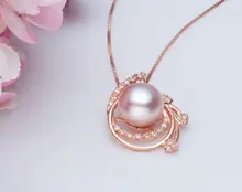 Free shipping!!!Freshwater Pearl Pendants,High Quality Jewelry, with 925 Sterling Silver, rose gold color plated