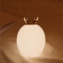 1 Вт мультфильм милый олень кролик силиконовый светодиодный ночник зарядка через usb сенсорный датчик света Pats атмосферная настольная лампа
