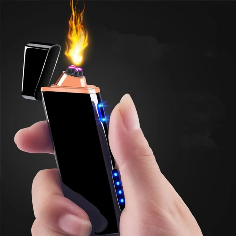 Плазменная зажигалка, USB зарядка, двойная дуга, Электронная зажигалка, металлическая перезаряжаемая, ветрозащитная, беспламенная, электрические зажигалки