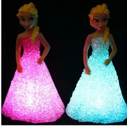 Детские Куклы Игрушки для девочек Анна Эльза игрушки кукла Снежная королева 7 светодиодный Цвет Изменение ночник лампа подарок