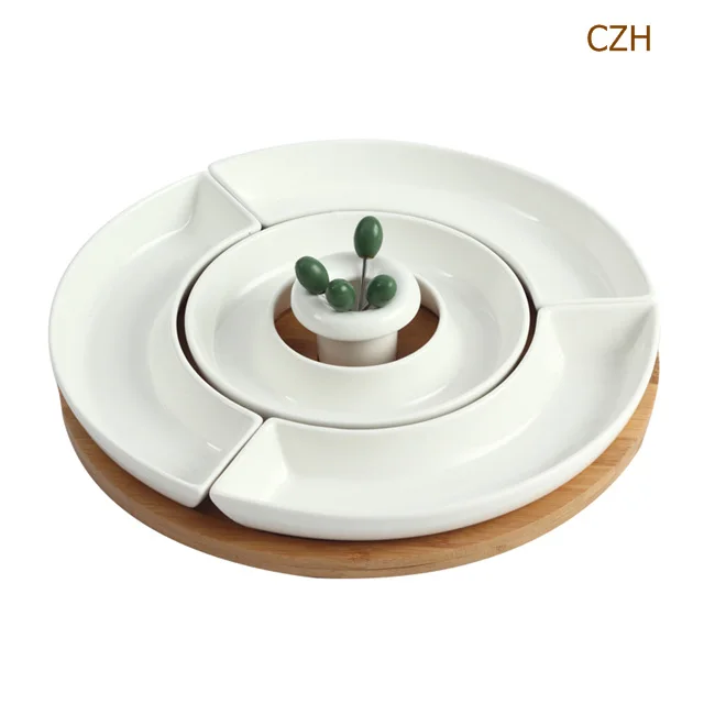 Уникальная керамическая тарелка в ассортименте, декоративный фарфоровый съемный поднос для сервировки, Бамбуковая посуда, Декоративная посуда