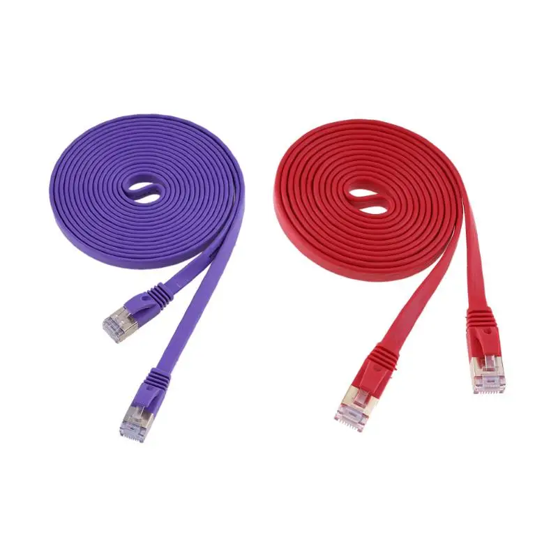 

#201 2m Cat7 Ethernet Cable High Speed 10Gbps Pure Copper Network Extension Flat Cables Cord Wire Line Pure201