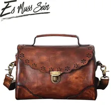 EsMussSein натуральная кожа Бостонская женская сумка винтажная роскошная сумка на плечо чехол с застежкой Женская подушка сумка женская сумка