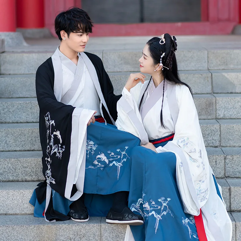 

Chinese Hanfu Dance Costume Traditional Stage Outfit Women Men Folk Ancient Dress Embroidery Tang Dynasty Hanfu Dresses Cosplay