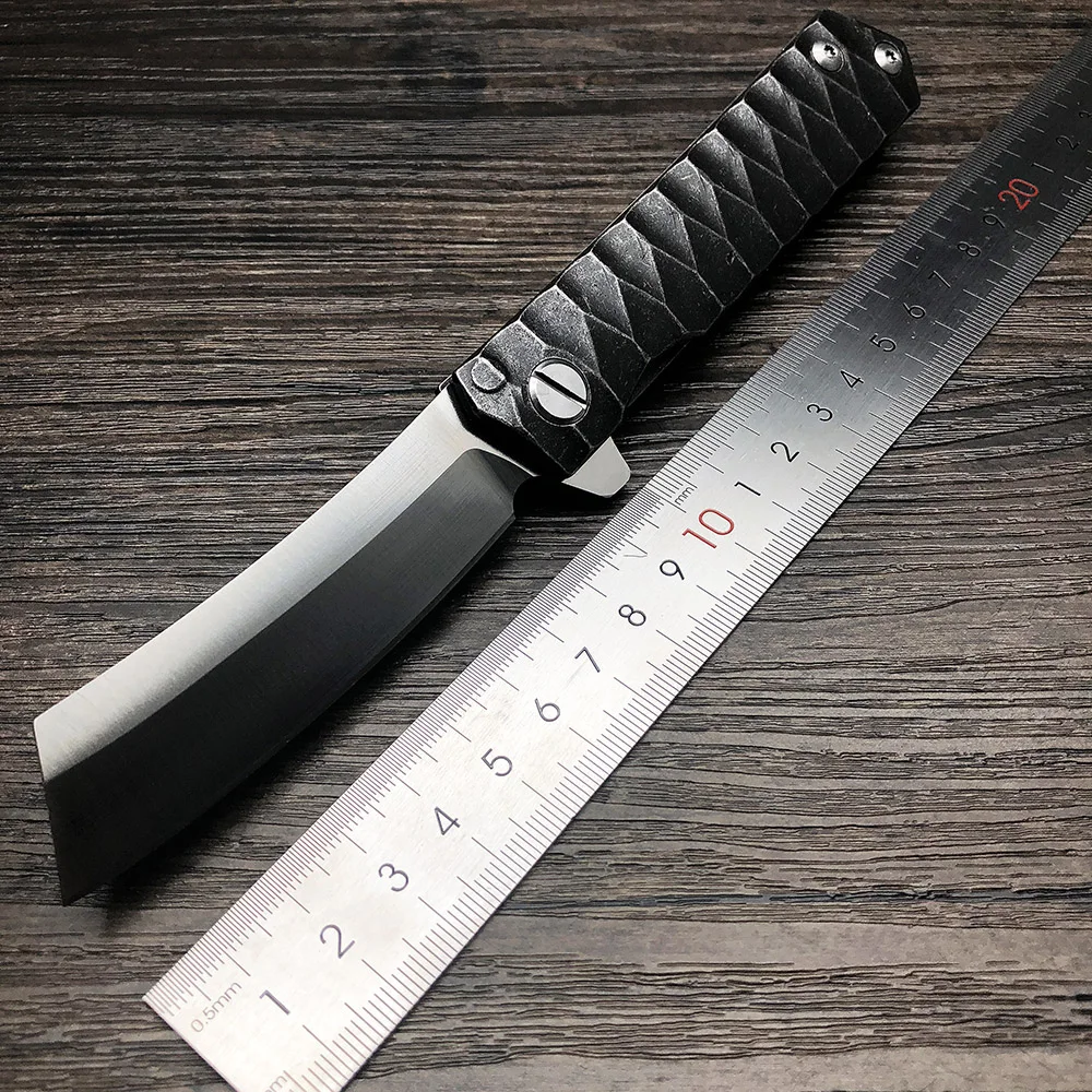 ZZSQ D2 Razor Folding Tactical Knife Damascus Bearing Hunting Survival