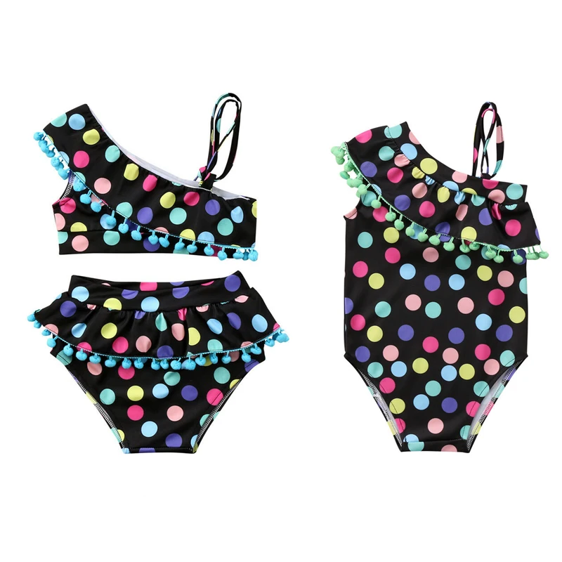 

2019 Brand New Toddler Infant Child Kid Baby Girls Colorful Dots Tassel Bikini Set Swimsuit Swimwear Bathing Swimsuit Tassel Set