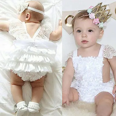 

Cute Newborn Infant Baby Girl Summer Cotton Clothes Lace Bodysuit Cake Sunsuit Outfits