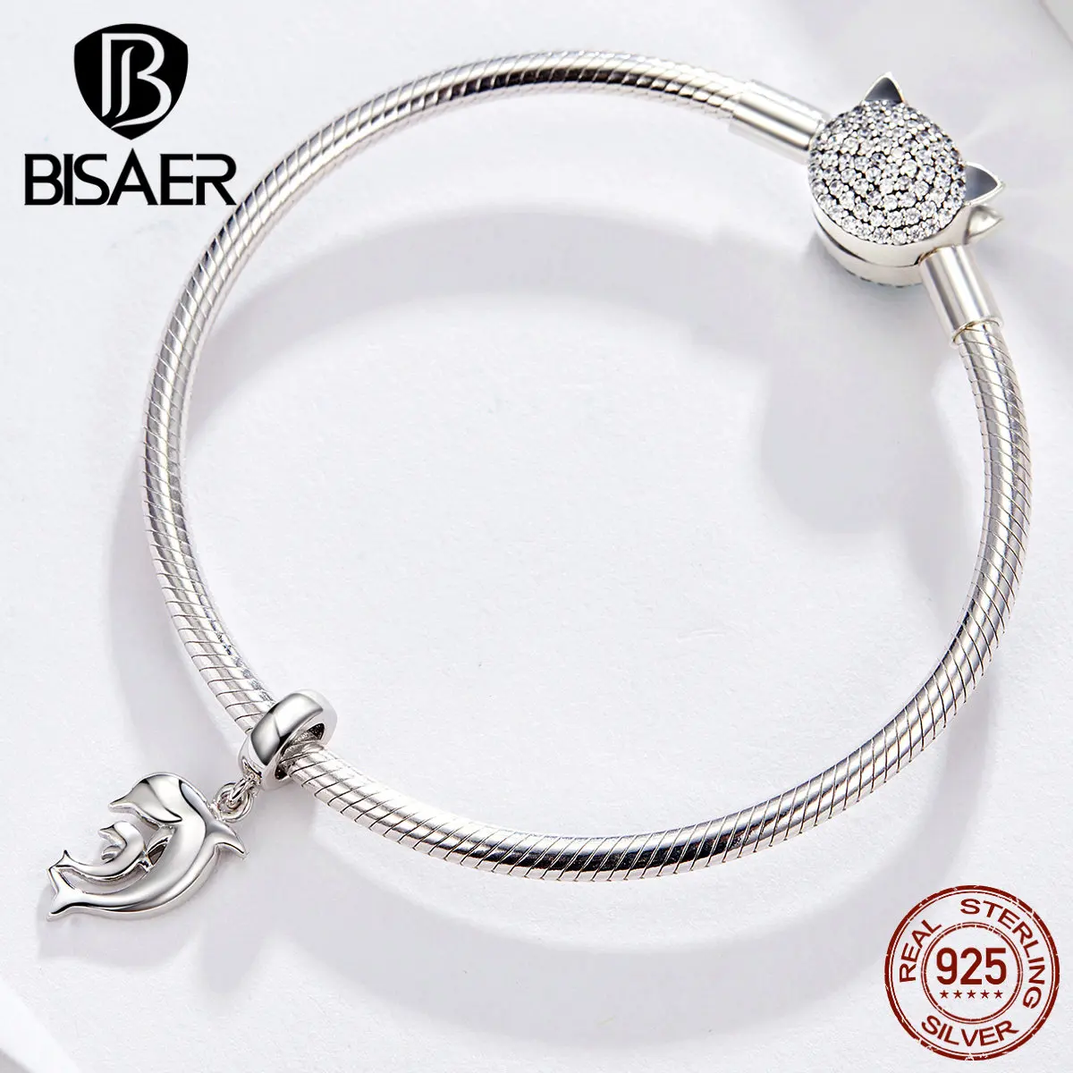 Подвески с дельфинами BISAER серебряные подвески для мам и детей браслеты