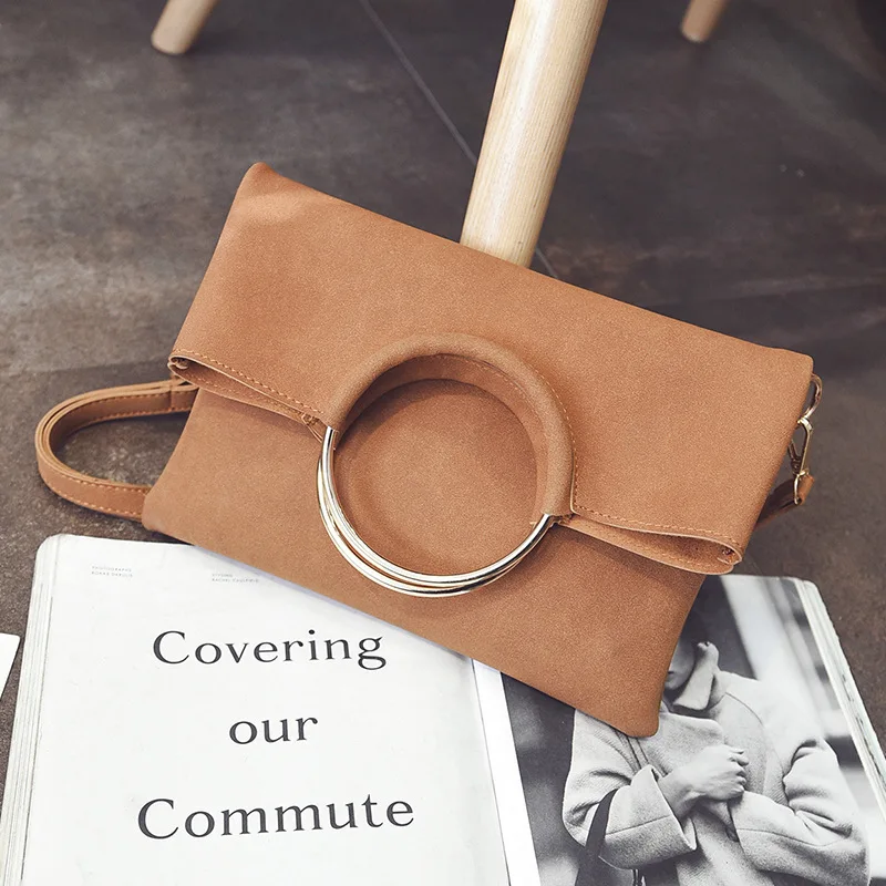 Fashion new 2 pcs Women Handbags High-quality Matte PU Leather Women bag Open Metal Ring Envelopes Portable Shoulder bag