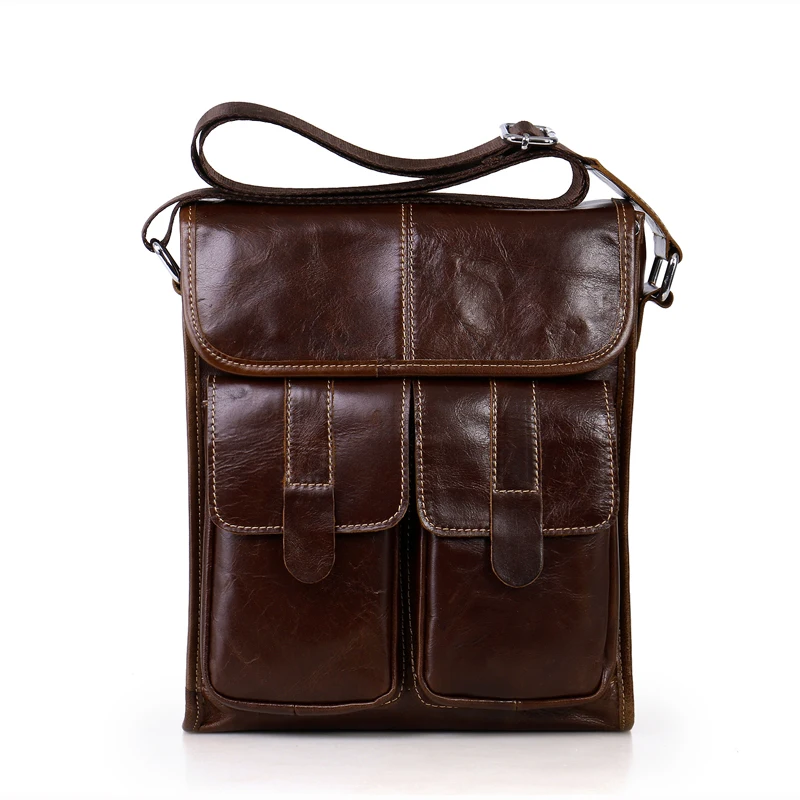

High quality Vintage Oil Wax Genuine Leather Men Bag Messenger Bag Male Crossbody Bag Casual Bag Men #128