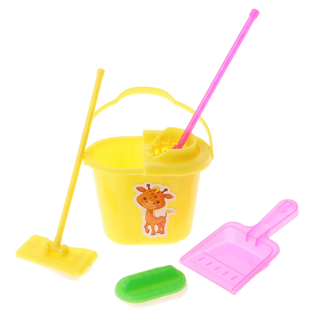 Childrens Cleaning Toys Set - Broom Mop and Pail Broom and Dustpan Toy Cleaning Housekeeping Supplies for Kids Pretend Play Toys