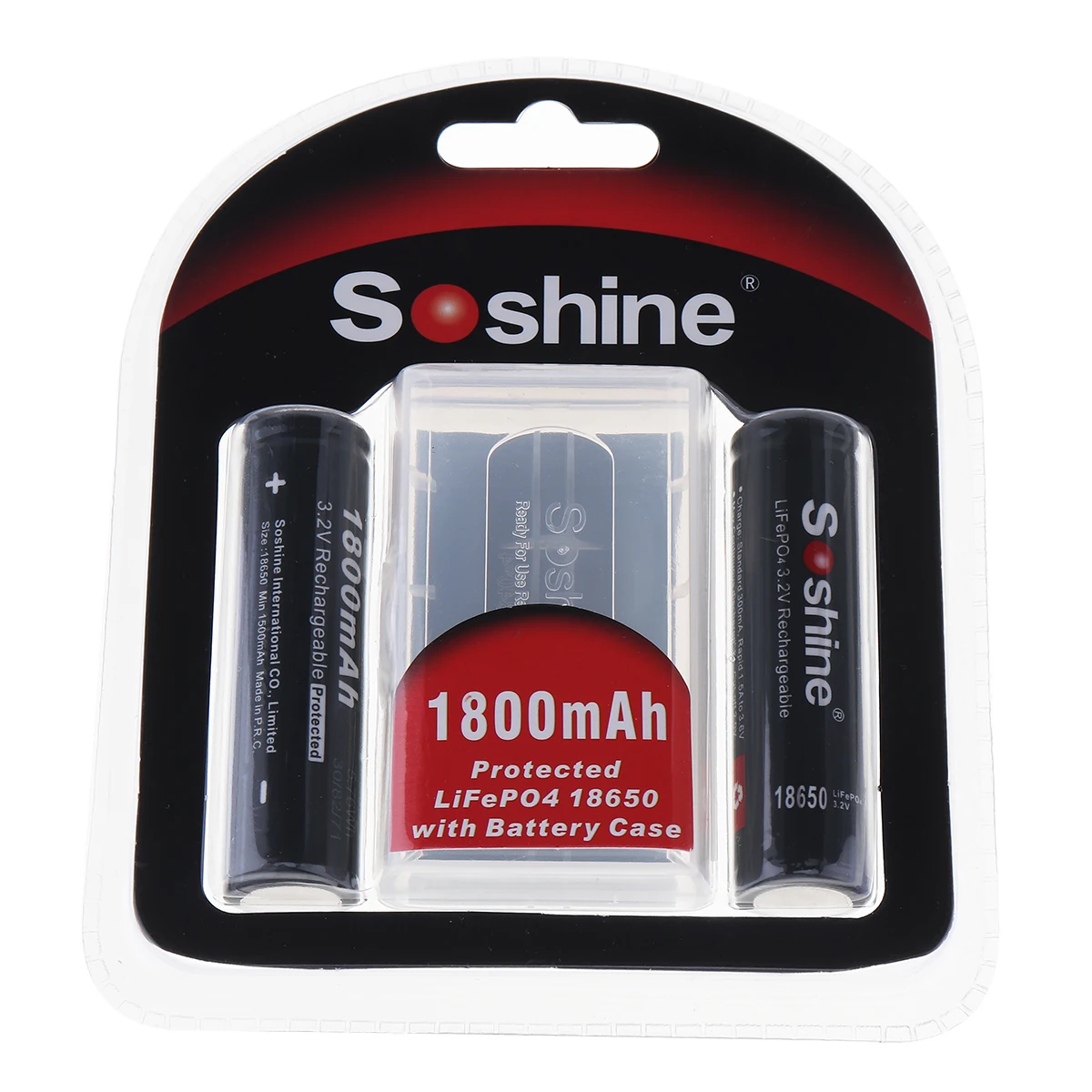 2 шт./лот Soshine 18650 Batterry 3,2 V 1800mAh LiFePO4 перезаряжаемые батареи с защитой+ чехол для батареи