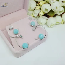 Lii Ji натуральный Амазонит 925 пробы серебряные серьги со звездами